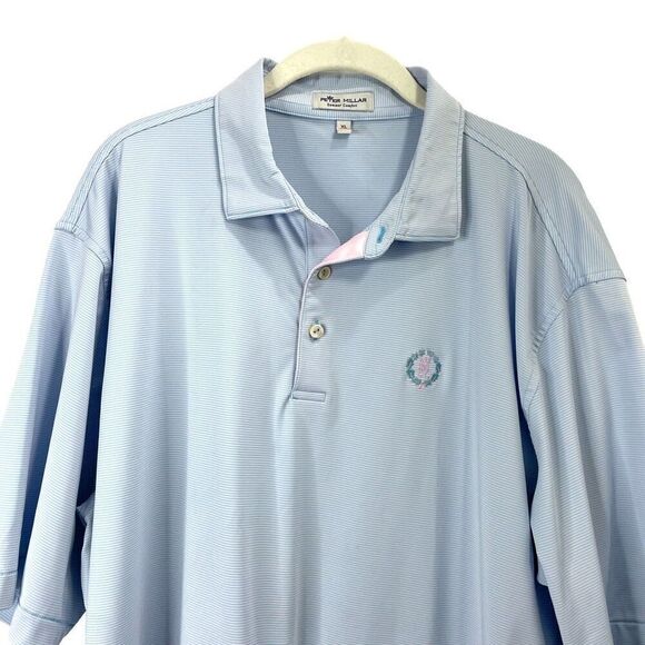 Peter Millar Jubilee Stripe Performance Polo shirt top Size XL blue - Picture 2 of 6